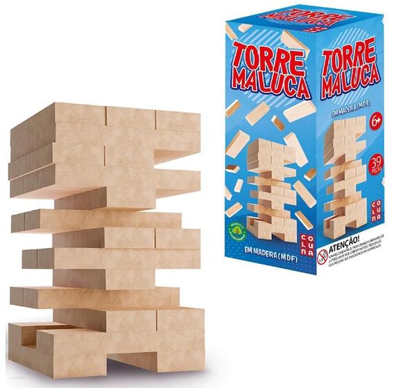 Imagem de Jogo Caiu Perdeu Torre Maluca De Madeira Com 39 Pecas