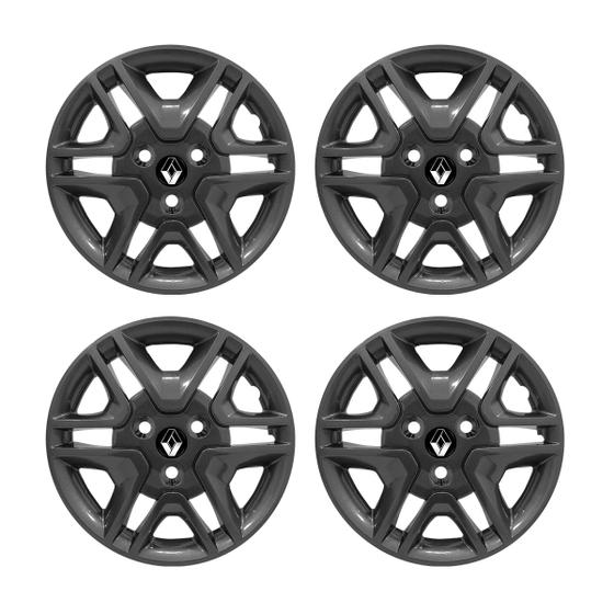 Menor preço em Jogo Calota Aro 14 Grafite Brilhante Renault Kwid 2017 2018 2019/2022
