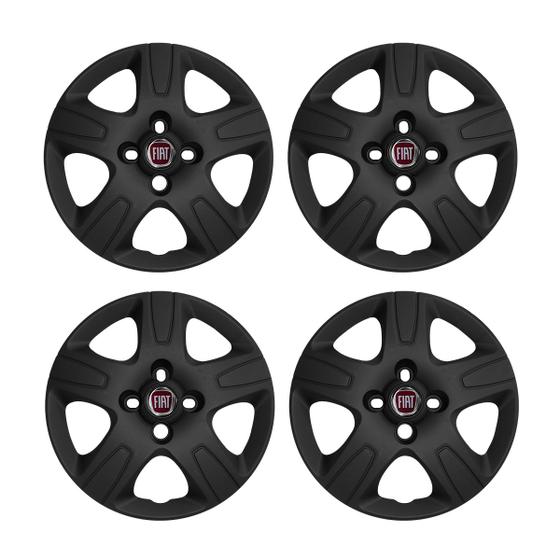 Jogo Calota Aro 14 Preta Fosca Fiat Strada 2017 a 2020 Cubo Menor preço em Jogo Calota Aro 14 Preta Fosca Fiat Strada 2017 a 2020 Cubo