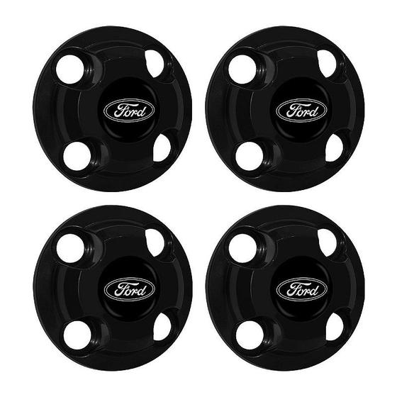 Imagem de Jogo Calota Central Roda Ferro New Cap Ford Fiesta Ka Escort Preto