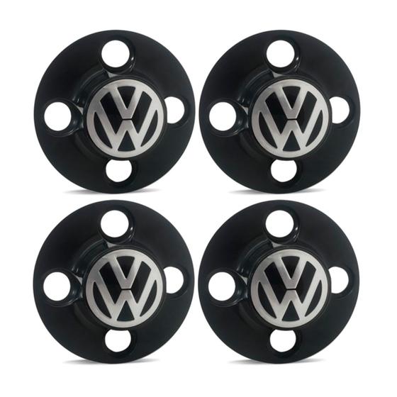 Imagem de Jogo Calota Centro Roda Ferro VW Gol G6 Emblema Preto