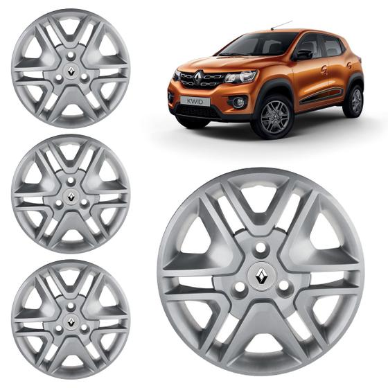 Imagem de Jogo Calota Com Emblema Resinado Kwid Aro 14 2018 2019 2020 2021 2022 4 Pçs Pronta Entrega