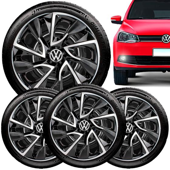 Imagem de Jogo Calota Esportiva Ds4 Aro 14 Black Silver Vw Gol Polo Up