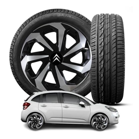 Imagem de Jogo Calota Spider Silver Black Aro 14 Citroen C3 C4