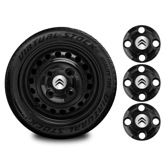 Imagem de Jogo Calotinhas Centrais Compativel Com Aro 13 14 15 Citroen