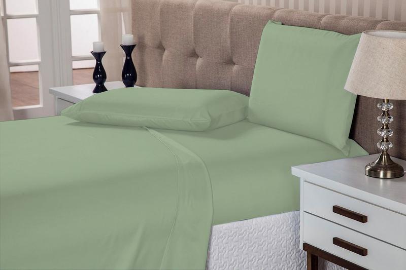 Imagem de Jogo cama casal box 4 peças acompanha lençol elástico 1,38x1,88x30 hotel fazenda quarto sítio pensão-verde-claro