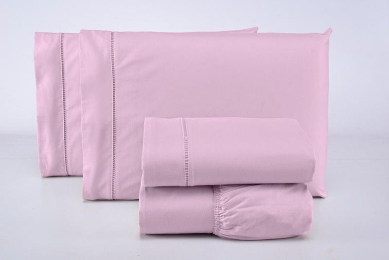 Imagem de Jogo cama casal queen 4 peças 100% algodão 400 fios rosa