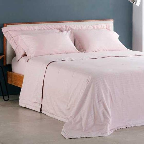 Imagem de Jogo Cama King Buddemeyer Damask Square Rosa Pluma 4 Peças