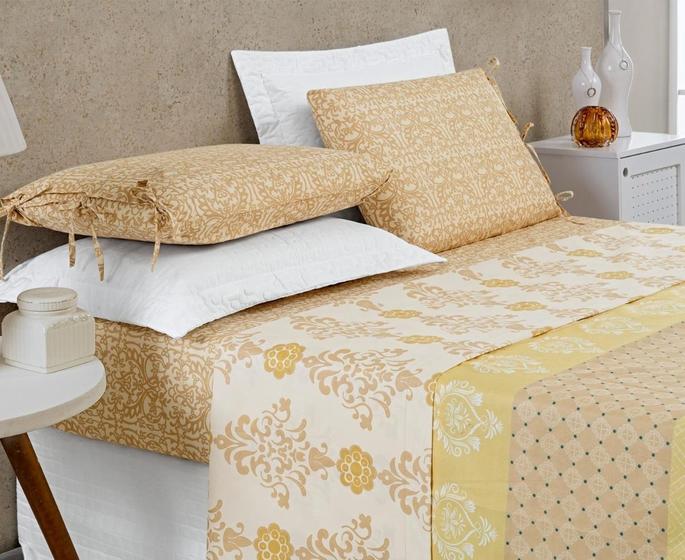 Imagem de Jogo Cama lençol 4pcs 200 Fios Floreal Estampado KING