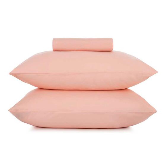 Imagem de Jogo Cama Simples Altenburg 3pc Liso Toque Acetinado Rosa Lunar