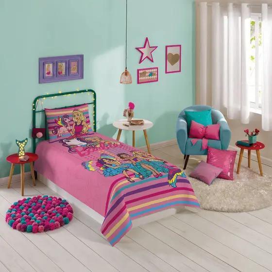 Imagem de Jogo Cama Solteiro Barbie Reinos Magicos 150X210Cm 2 Pças