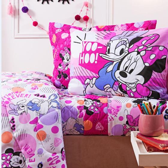 Imagem de Jogo Cama Solteiro Disney Minnie Laços 03 Peças 100% Algodão