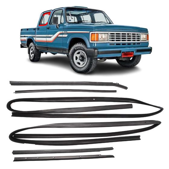 Imagem de Jogo Canaletas Com Pestana Portas Traseira Direita e Esquerda Chevrolet D20 1985 a 1996  Borrachauto