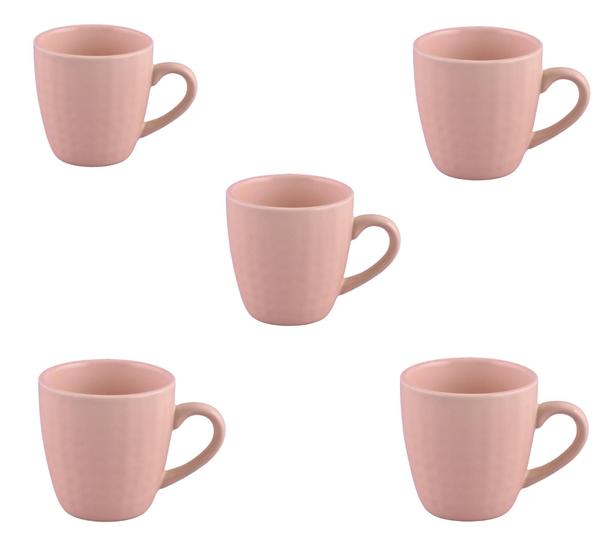 Imagem de Jogo Caneca Xicara Café Chá 6 Unidades Cerâmica Rosa 200 Ml