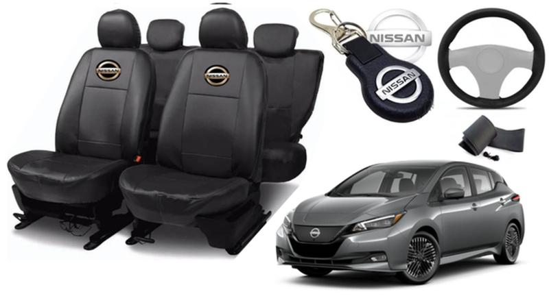 Imagem de Jogo Capas de Couro Nissan Leaf 2018 + Capa de Volante + Chaveiro Nissan