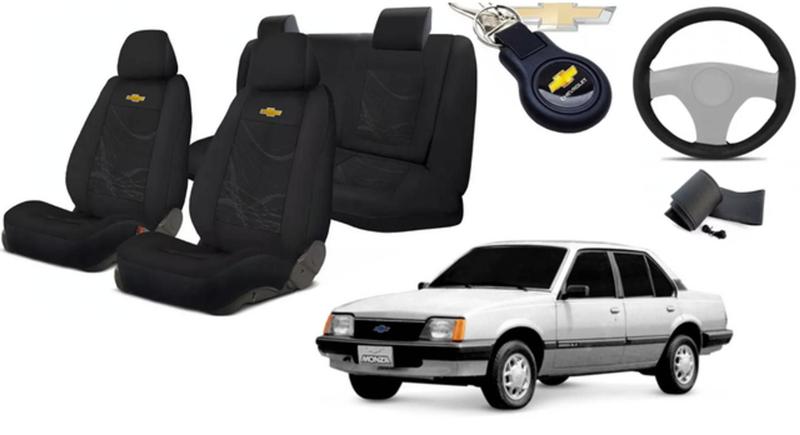 Imagem de Jogo Capas Tecido Elegantes Assentos Monza 1982 a 1995 + Volante + Chaveiro GM