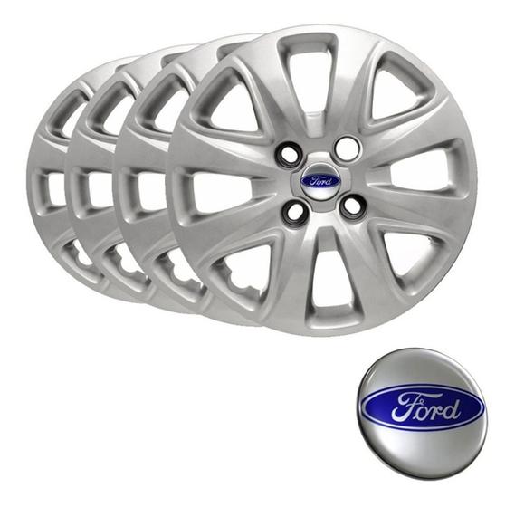 Imagem de Jogo carlota aro 14 Ford Ká Fiesta Focus Escort Zetec Courier com emblema resinado prata