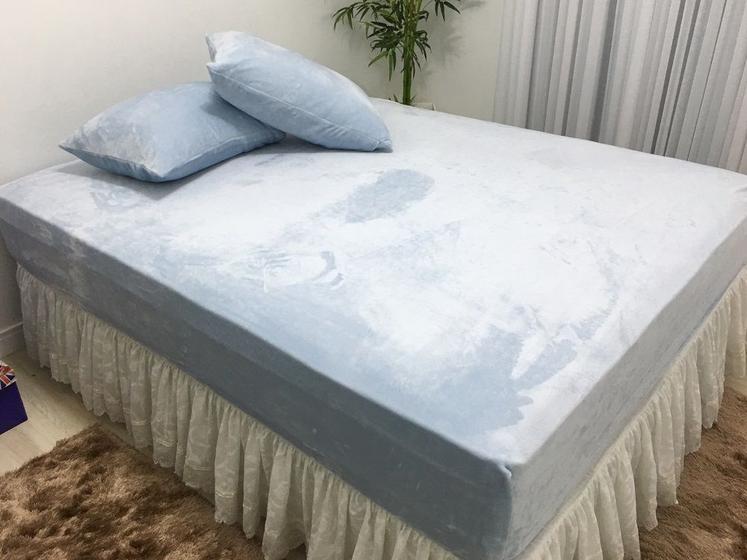 Imagem de Jogo Casal Lençol 3 PC Flanel Azul Tefem