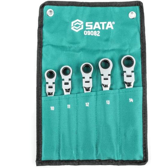 Imagem de Jogo Chave Combinada Catraca Cabeça Flexível 5 Pçs 10 ao 14mm    ST09024ASJ  - SATA