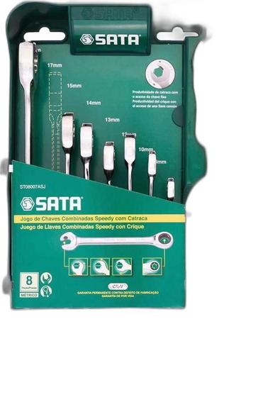 Imagem de Jogo Chave Combinada Speedy Com Catraca 8 A 19Mm 8 Pçs Sata