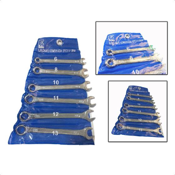 Imagem de Jogo Chave Fixa Combinado Kit 6Pç 6 a 13mm Aço Cromo Vanádio