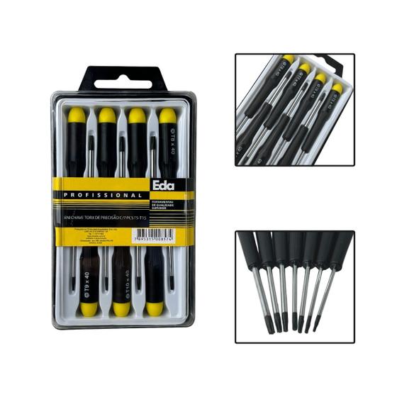 Imagem de Jogo Chave Torx De Precisão T5 a T15 Com 7 Peças Celular