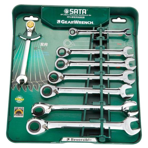 Imagem de Jogo Chaves Combinada Catraca Reversivel 8pcs - St09041 Sata