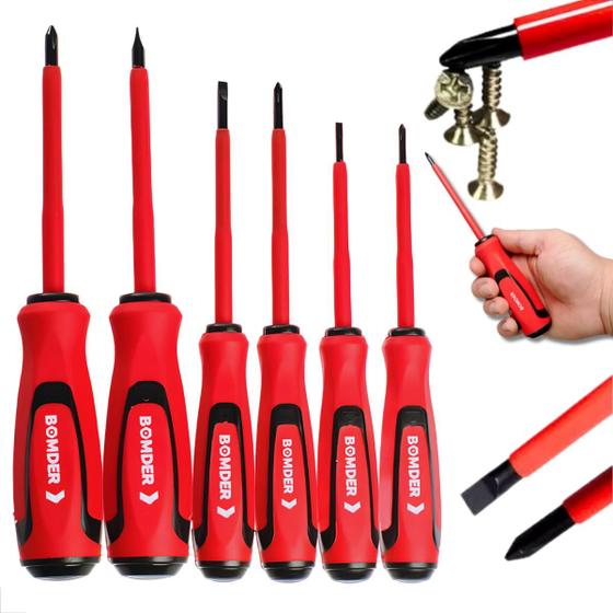 Imagem de Jogo Chaves Isoladas Philips e Chave de Fenda Kit Com 6 Peças Bomder/BOM-3110