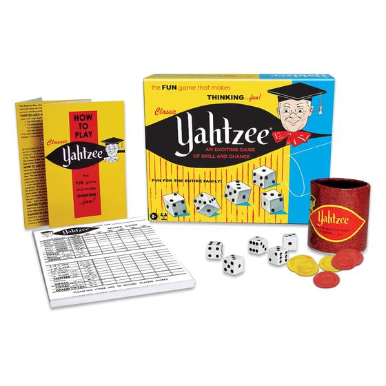 Imagem de Jogo clássico de Yahtzee Winning Moves com arte retrô