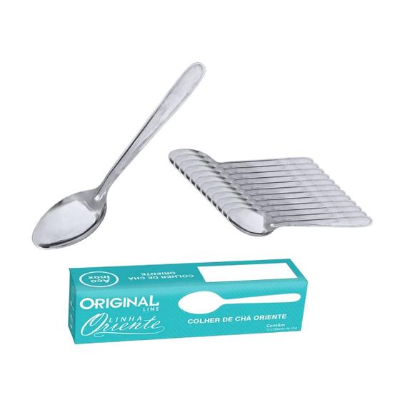 Imagem de Jogo Colher de Chá C/24 pçs Aço Inox Oriente  Original Line Buffet Faqueiro Talheres Inox