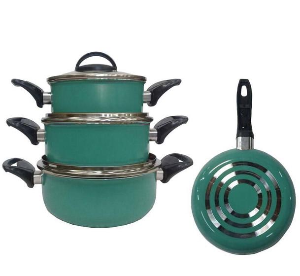 Imagem de Jogo com 03 caçarolas verdes com antiaderente