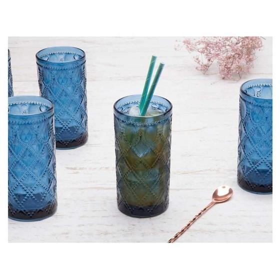 Imagem de Jogo Com 06 Copos De Vidro 380Ml Royal Casambiente Azul