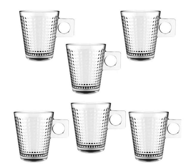 Imagem de Jogo Com 06 Xícaras 80 ml Coffe Time Em Vidro Full Fitt