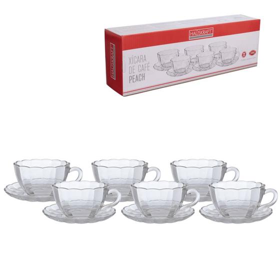 Imagem de Jogo com 06 Xícaras De Café Peach 90ml Em Vidro com Píres Hauskraft