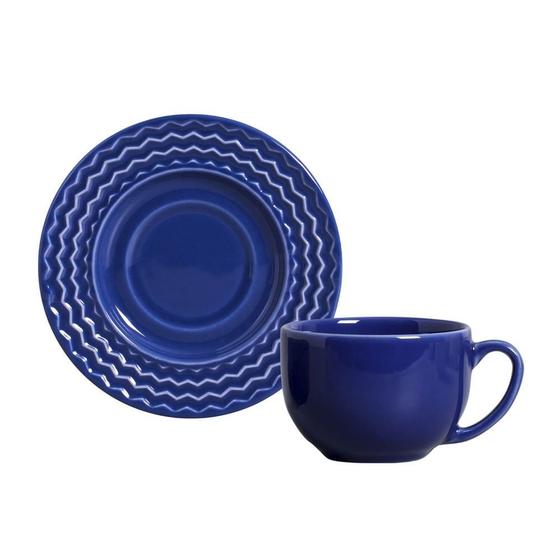 Imagem de Jogo com 06 Xícaras e 06 Pires para Chá Mezcla Azul Navy