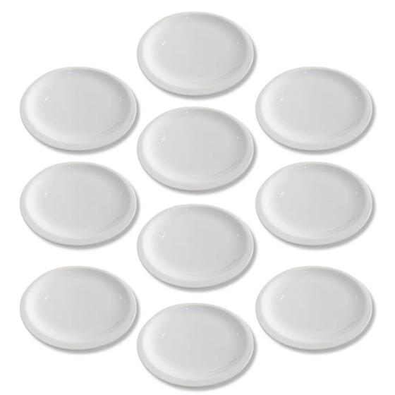 Imagem de Jogo Com 10 Pratos Rasos 25Cm Em Porcelana Para Restaurante E Buffet