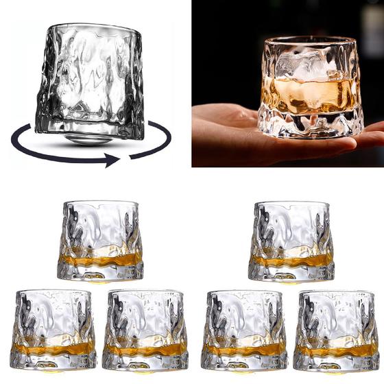 Imagem de Jogo Com 12 Copos de Vidro 200ml Fundo Giratório p/ Whisky 360