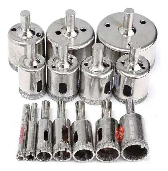 Jogo Com 15 Brocas Diamantadas 6-50Mm Vidro Cerâmica Piso Menor preço em Jogo Com 15 Brocas Diamantadas 6-50Mm Vidro Cerâmica Piso