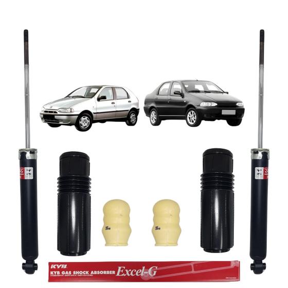 Imagem de Jogo Com 2 Amortecedores Fiat Siena Kayaba + 2 Kits Traseiro