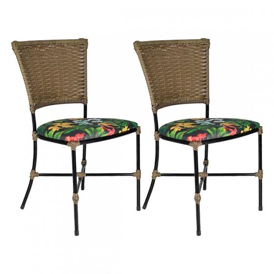 Imagem de Jogo com 2 Cadeiras Gramado Fibra Sintética Junco para Área Externa e Interna Acesse Móveis