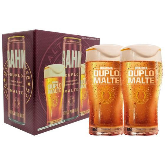 Imagem de Jogo Com 2 Copos Brahma Duplo Malte 425ml - Produto Original Licenciado - Globimport