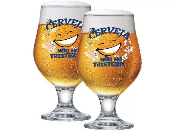 Imagem de Jogo Com 2 Taças Com Frases Alegres  Para Cerveja 380Ml