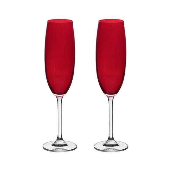 Imagem de Jogo com 2 Taças de Cristal Para Champagne 220 ml Cor Vermelha Gastro Bohemia