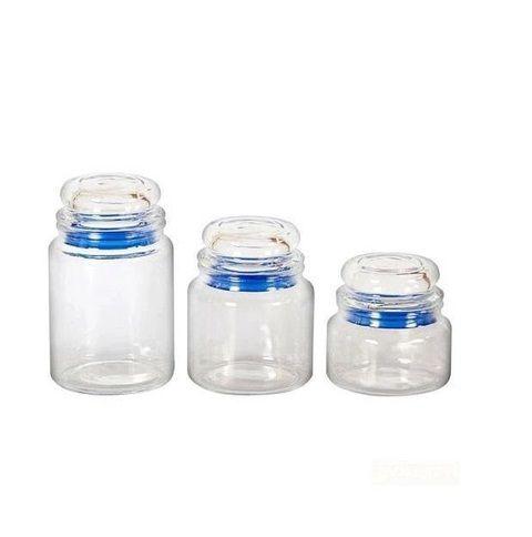 Jogo com 3 Potes em Vidro com Tampa Hermética Silicone -Azul Casambiente Menor preço em Jogo com 3 Potes em Vidro com Tampa Hermética Silicone -Azul Casambiente