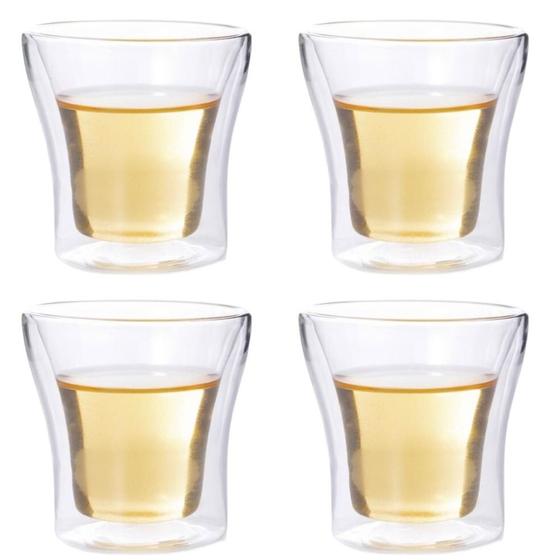 Imagem de Jogo com 4 Copos de Vidro de Paredes Duplas 80ml Café / Shot