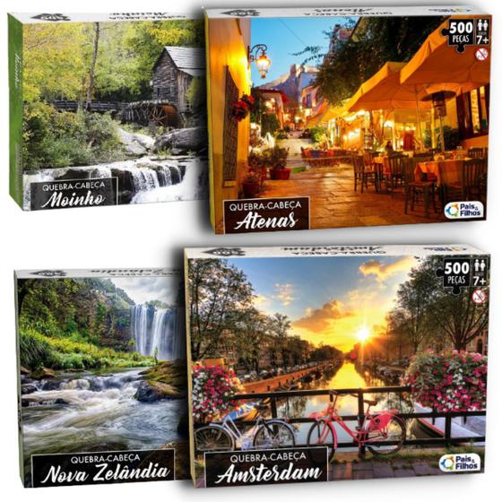 Jogo Com 4 Quebra-Cabeças De 500 Peças Temas de Paisagens - Pais e ...