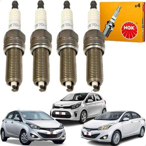 Imagem de Jogo Com 4 Velas 3 Cilindros Ngk Hyundai Hb20 Picanto HB20S 1.0 12 Válvulas Flex  2012 2013 2014 2015