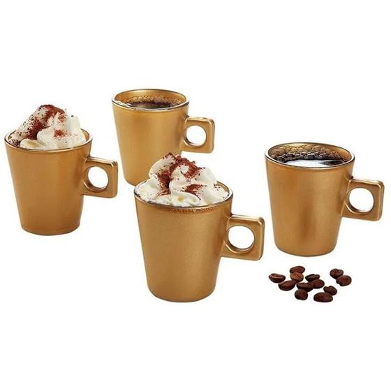 Imagem de Jogo com 4 Xícaras Plain Coffee Time em Vidro 80Ml 25797