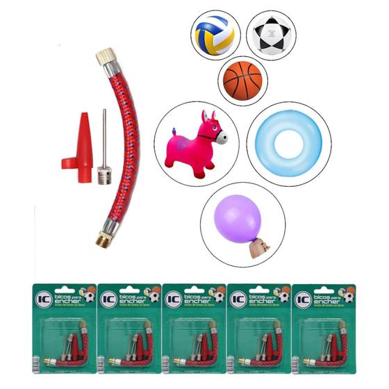 Imagem de Jogo Com 5 Kits De Bicos Para Inflar Bolas Bexigas Upa Upa