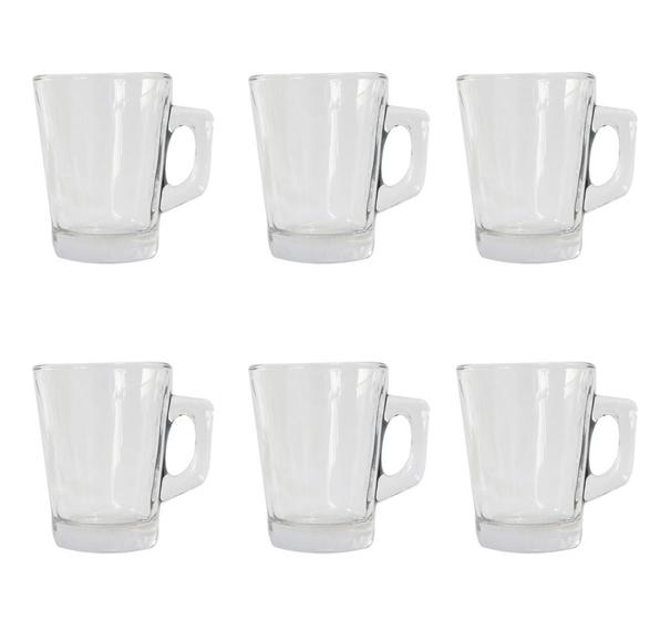 Imagem de Jogo com 6 canecas de vidro transparente 90ml